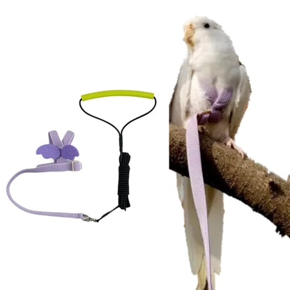 Pet Parrot Bird Harness Leash Adjustable Bird Flying Harness Traction Rope with Cute Wing for Parrots Pigeons Budgerigar Lovebird Cockatiel Mynah Outdoor Training Toy (S, Blue)