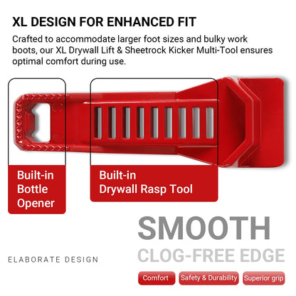 (2-Pack) Calvana XL Drywall Lift & Sheetrock Kicker Multi-Tool Set with Built-In Drywall Rasp Tool & Bottle Opener, Ideal for Wall Panels & Door Installation, XL Size Drywall Tools