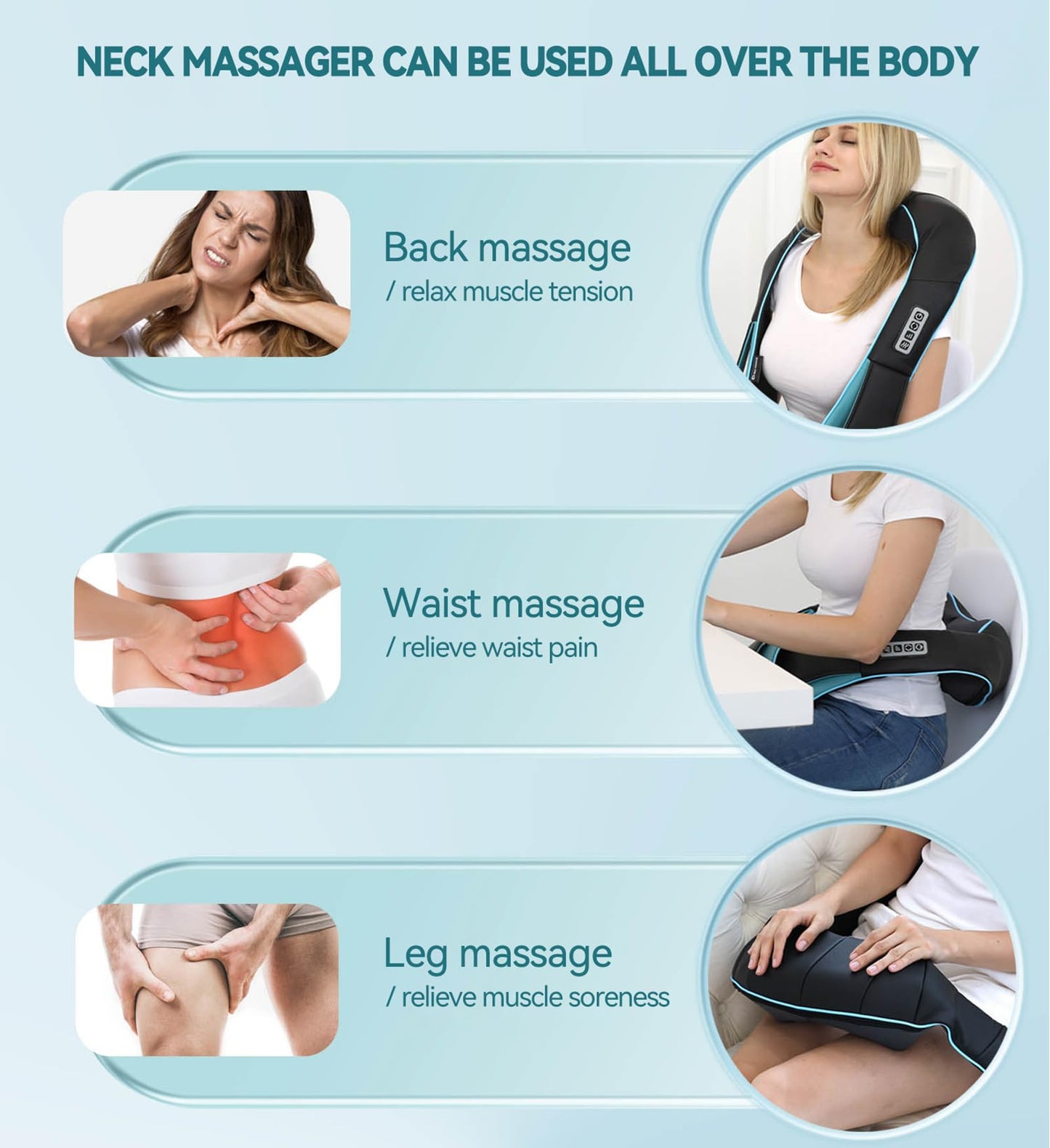 Mo Cuishle Women Men Gifts, Shiatsu Back Shoulder and Neck Massager with Heat, Electric Deep Tissue 4D Kneading Massage, Best Gifts for Mom Dad Wife Husband her Him, Christmas, Birthday (NOT Cordless)