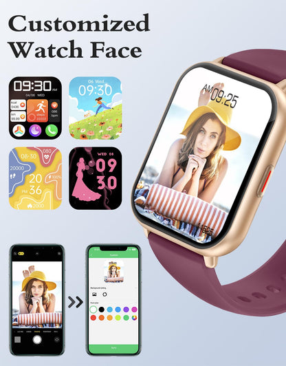 RUIMEN Smart Watches for Women Men (Answer/Make Calls, 2 Bands Included), 1.8" Smartwatch for iOS/Android Phones, Fitness Tracker Heart Rate/Sleep Monitor Digital Watch Waterproof Milky White