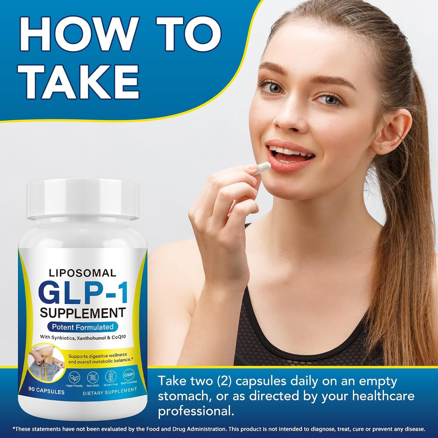 asusxcli GLP-1 Supplement - Dietary Supplement -Synbiotics - Curb Appetite, Boost Metabolism & Support Gut Health for Women & Men Lean Body Support - 90 Capsules