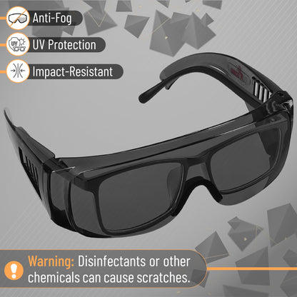 UNCO- Safety Goggles Over Glasses, Protective Goggles, Anti Fog, Work, Safety Glasses Over