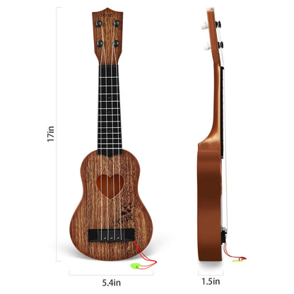 YEZI Classical Ukulele for Kids, Mini Toddler Guitar Toy with Pick, Educational Musical Instrument for Preschool Boys Girls, Early Learning Music Toy for Ages 3 4 5 6+ Years Old, Brown