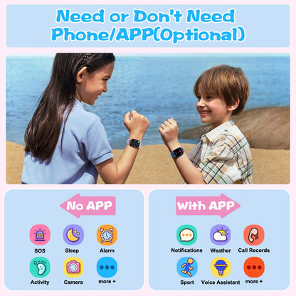 Smart Watch for Kids, 1.85" Fitness Tracker with Heart Rate, Sleep Monitor, IP68 Waterproof Smartwatches with Video Music, Pedometer, Game, NO APP/Phone, Gift for Boys Girls. (Classic, Black)