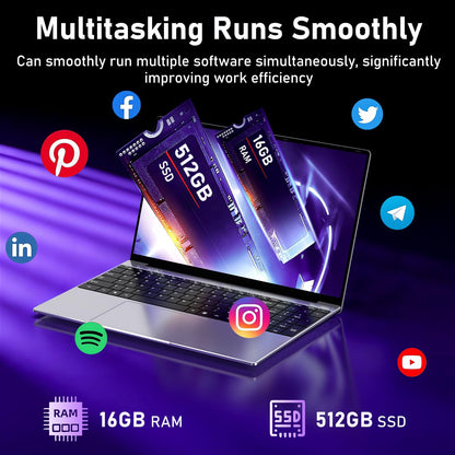 Gaming Laptop 2026,15.6 Inch Laptops Computer with 16GB RAM 1TB SSD,Intel Core i7(Up to 3.9GHz),Windows 11 Pro & Office Included,Backlit Keyboard,Portable Laptop for Gaming College Student Business