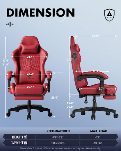 GTPLAYER Gaming Chair for Adults, Ergonomic Computer Game Chairs with Speakers, Footrest & Linkage Armrest, Reclining High Back Silla Gamer for Home Office, Ace Pro, Off-White
