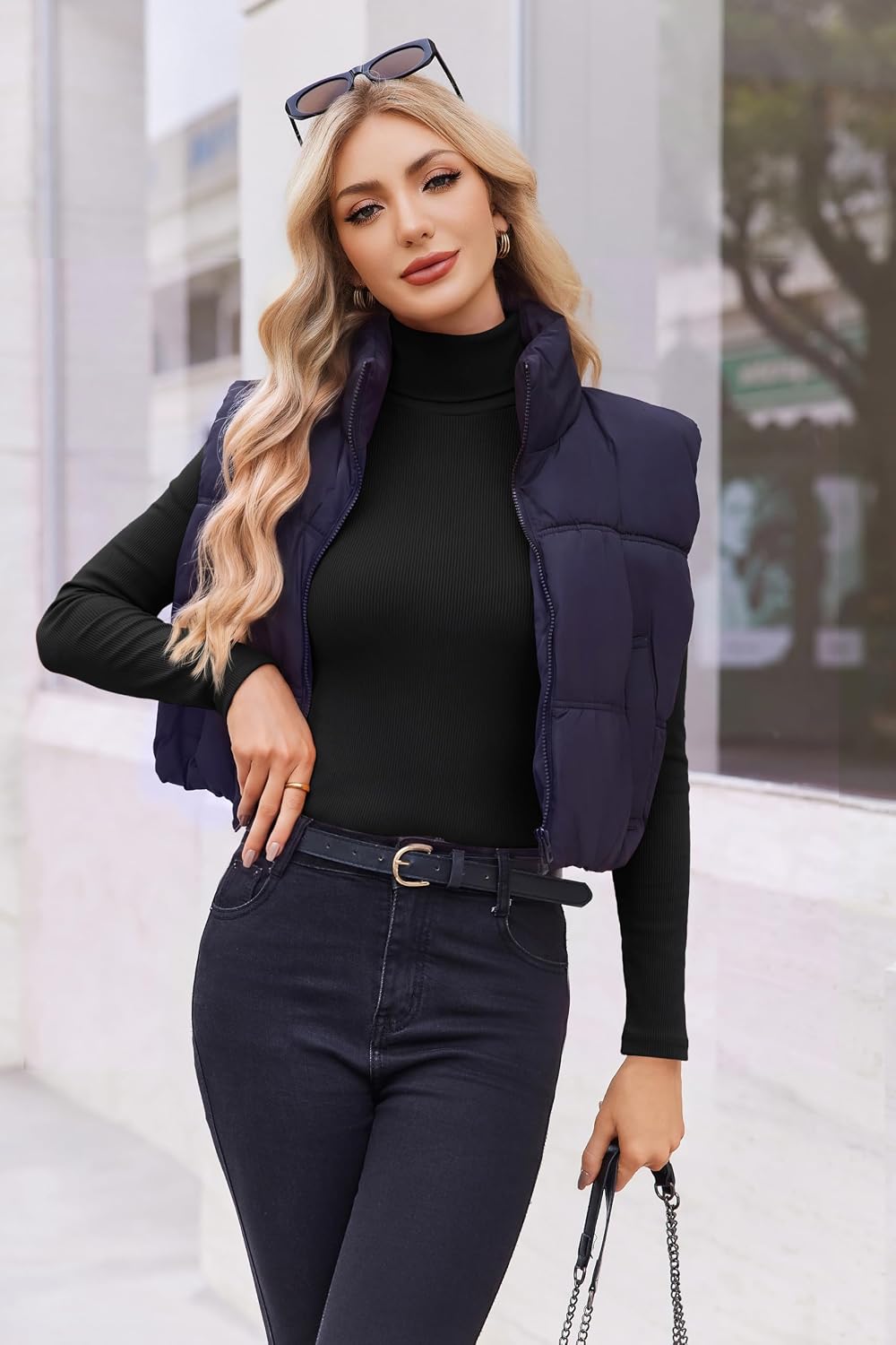 Ekouaer Womens Turtleneck Long Sleeve Shirts Ribbed Casual Basic Tops Fitted Underwear Thermal Undershirts Winter Clothes