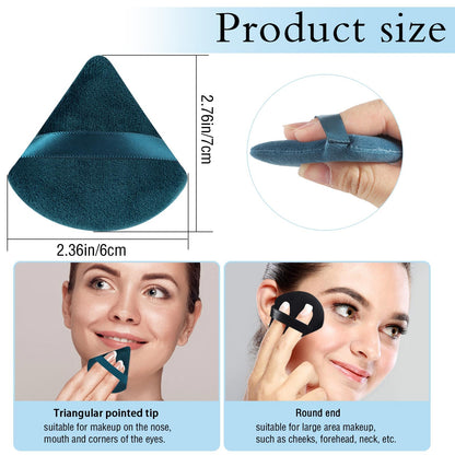 Pimoys 6 Pieces Powder Puff, Face Makeup Sponge Soft Velour Triangle Powder Puffs Beauty Sponge for Loose Powder (Black, Pink)