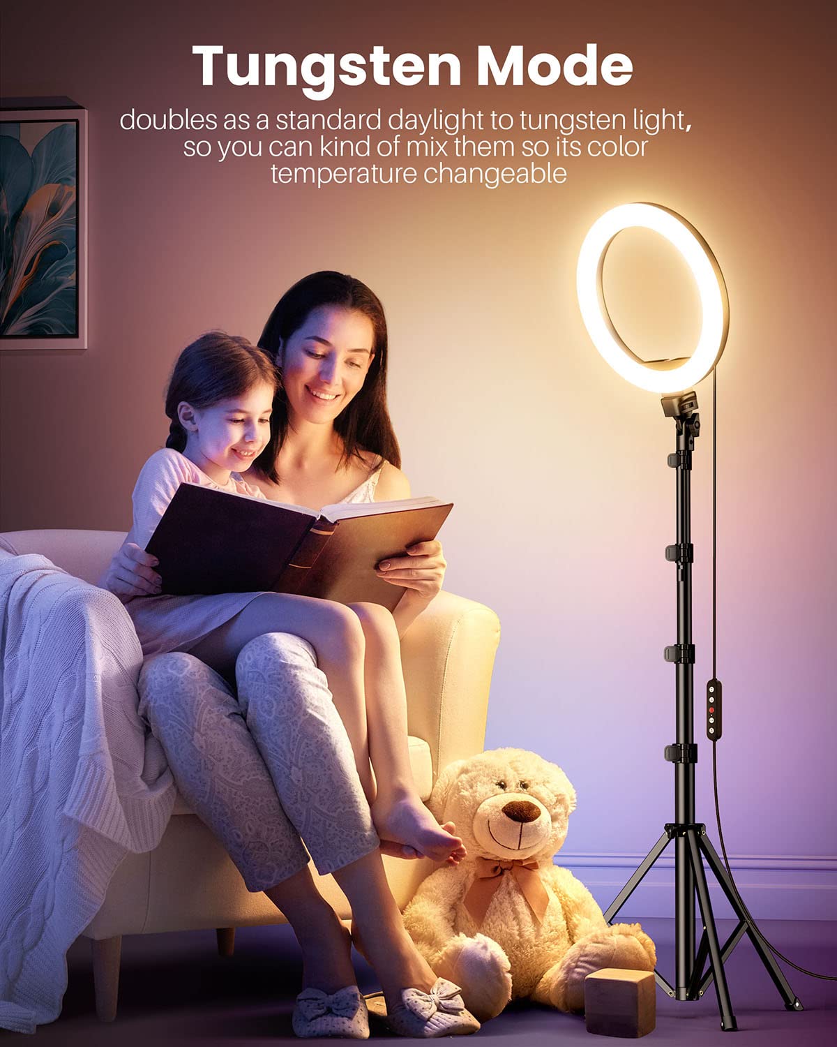 Weilisi 10" Ring Light with Stand 72'' Tall & Phone Holder,38 Color Modes Selfie Light with Tripod Stand,Stepless Dimmable/Speed LED Ring Light for iPhone & Android,YouTube, Makeup,TIK Tok