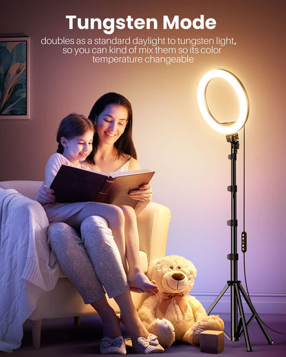Weilisi 10" Ring Light with Stand 72'' Tall & Phone Holder,38 Color Modes Selfie Light with Tripod Stand,Stepless Dimmable/Speed LED Ring Light for iPhone & Android,YouTube, Makeup,TIK Tok