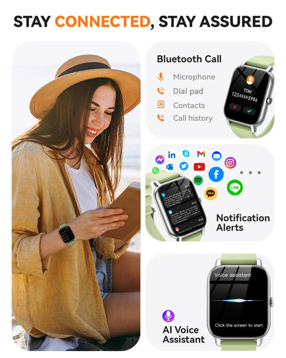 Smart Watches for Men Women, Fitness Tracker with Activity Counter/Sleep Monitor, IP68 Waterproof Smart Watch for Android iPhone iOS Compatible (Jet Black, 1.83)