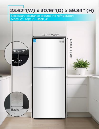 BLACK+DECKER 16.4 Cu. Ft. Top Mount Refrigerator with Freezer, 2 Door Refrigerator with Top Freezer and Separate Temperature Controls, Auto Defrost, BR1640KW, White