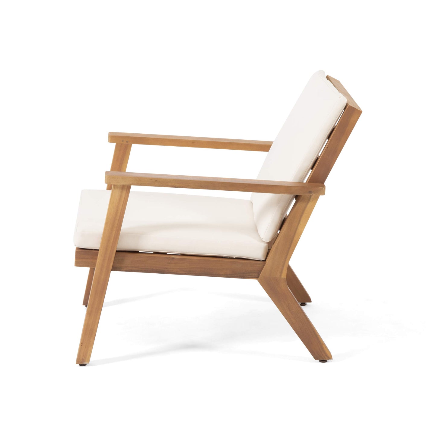 Christopher Knight Home Carlos Outdoor Acacia Wood Club Chairs with Cushions (Set of 2), Brown Patina Finish, Cream