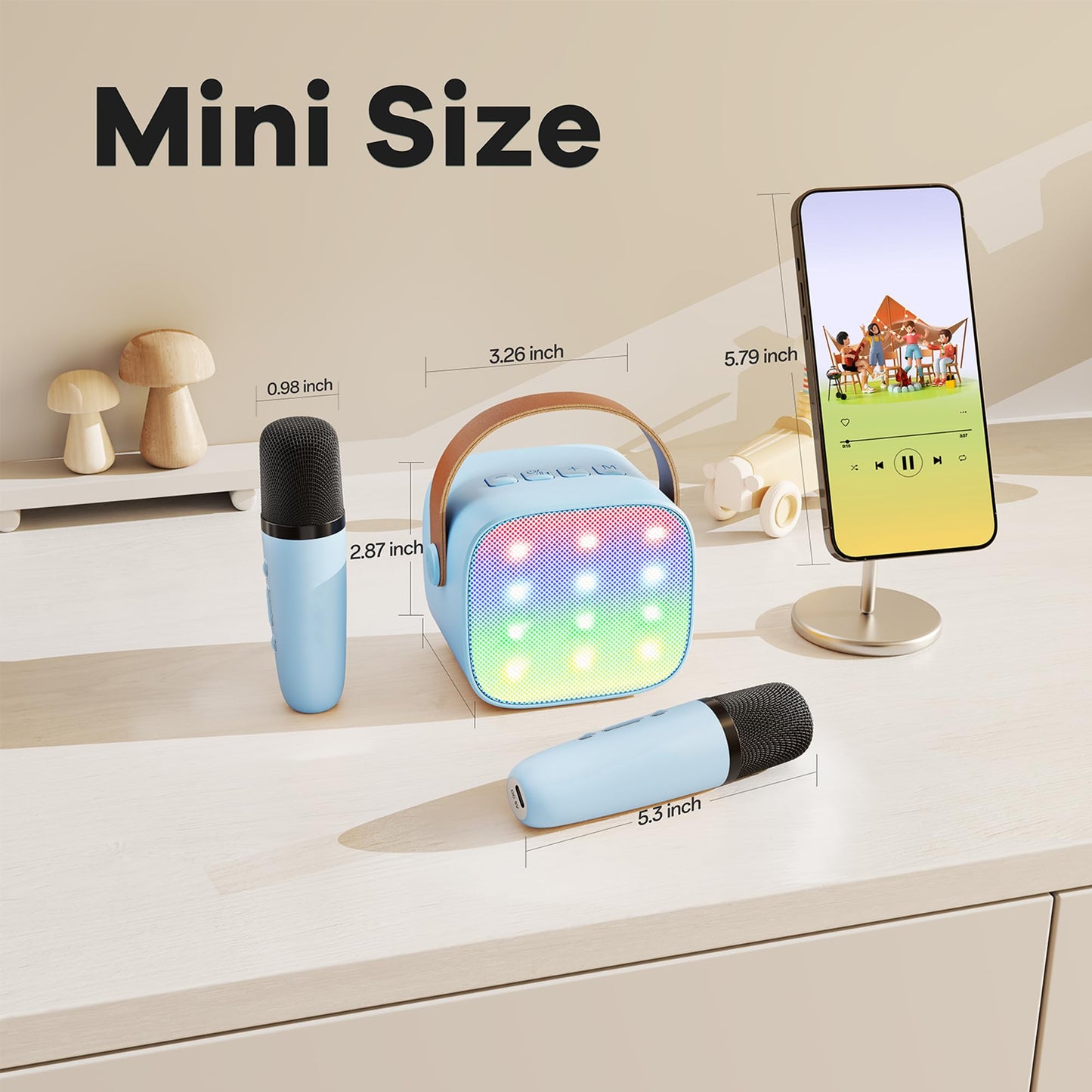 YLL Mini Karaoke Machine for Kids Adults, Portable Bluetooth Speaker with 2 Wireless Microphones, Trendy Birthday Gifts Toys for Girls Ages 3, 4, 5, 6, 7, 8, 9, 10+ Years Old Home Family Party (P-ink)
