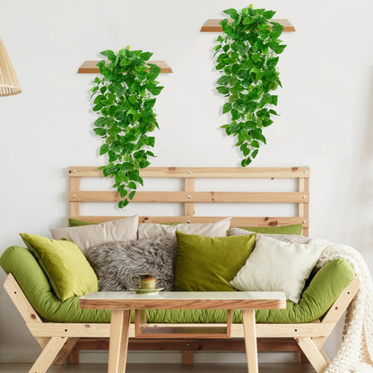 BLEUM CADE Fake Hanging Plants, 2pcs Artificial Pothos Vines Faux Plants Greenery for Wall Home Living Room Office Indoor Outdoor Decor (No Baskets)