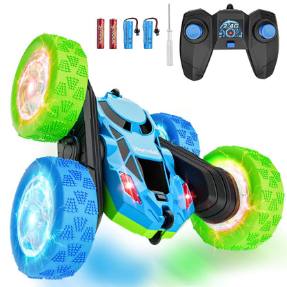 Hamdol Remote Control Car for Kids, 360° Rotating Double-Sided RC Car with LED Headlights, 4WD 2.4GHz Electric Rechargeable Toy Vehicle for Boys and Girls, Perfect Birthday