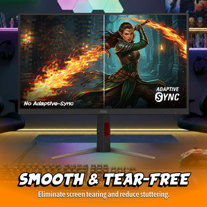 AOC 27 Inch QHD Gaming Monitor 240Hz 0.3ms, Overclock 260Hz, IPS, 2560x1440, G-Sync Compatible, HDR Ready, DisplayPort 1.4 HDMI 2.0, VESA Mount, 3-Year Zero-Bright-Dot, Q27G41ZE