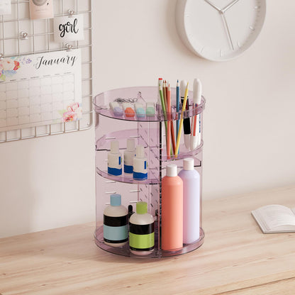Rotating Makeup Organizer, DIY 8 Adjustable Layers Spinning Skincare Storage, Cosmetic Display Case with Brush Holder and Perfume Tray, Multi-Function Vanity Bathroom Countertop Organizer Black