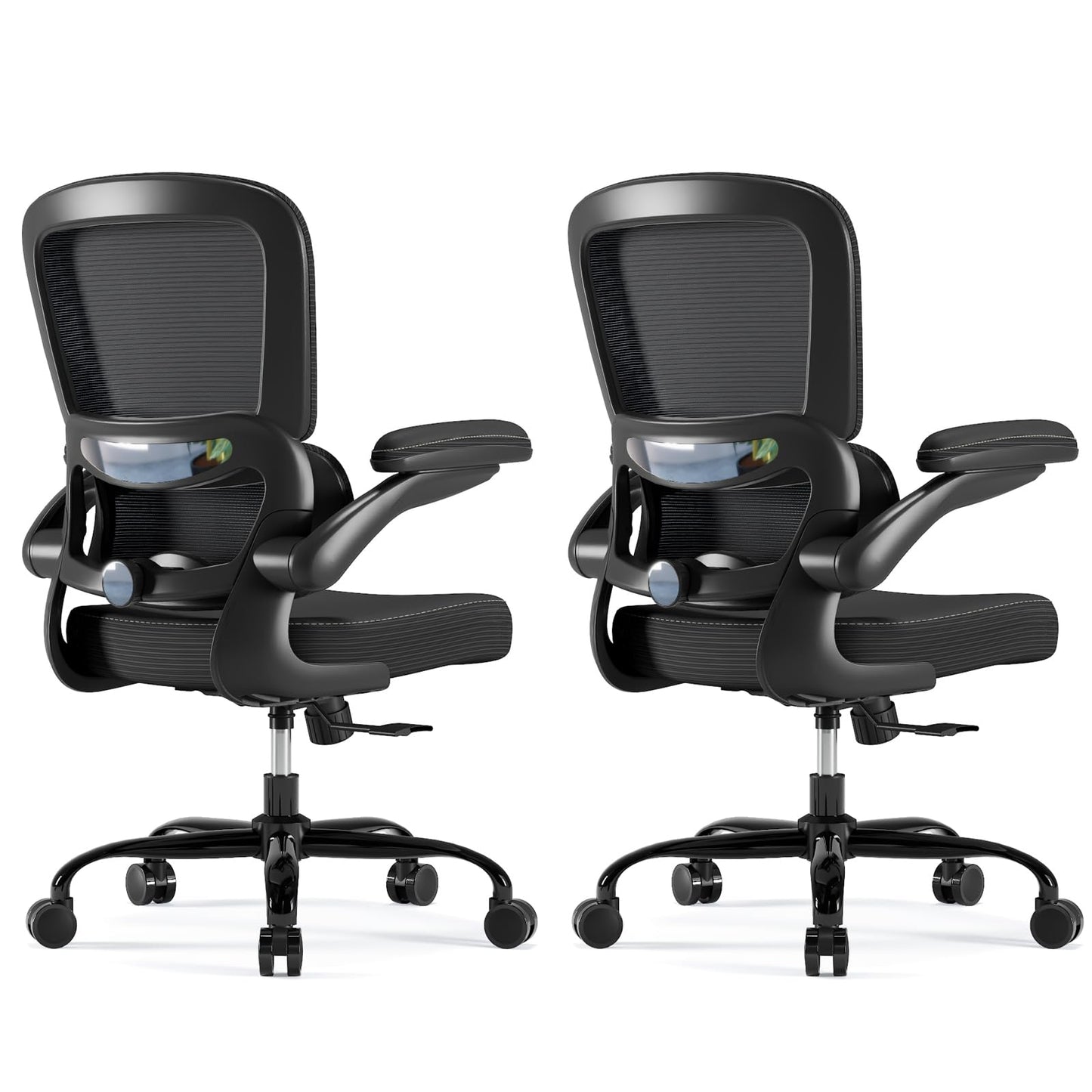TRALT Ergonomic Office Chair - Desk Chair with Adjustable Lumbar Support Computer Chair - Mesh Comfy Chair with Flip-up Armrests - Gaming Chairs for Adults Home Office (Leather, White)