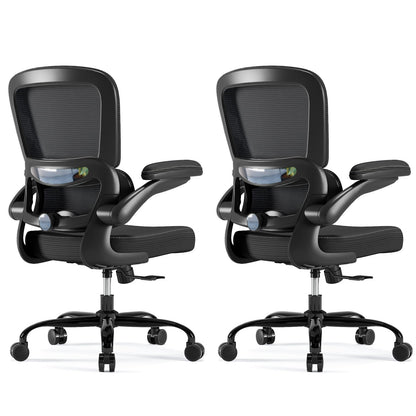 TRALT Ergonomic Office Chair - Desk Chair with Adjustable Lumbar Support Computer Chair - Mesh Comfy Chair with Flip-up Armrests - Gaming Chairs for Adults Home Office (Leather, White)