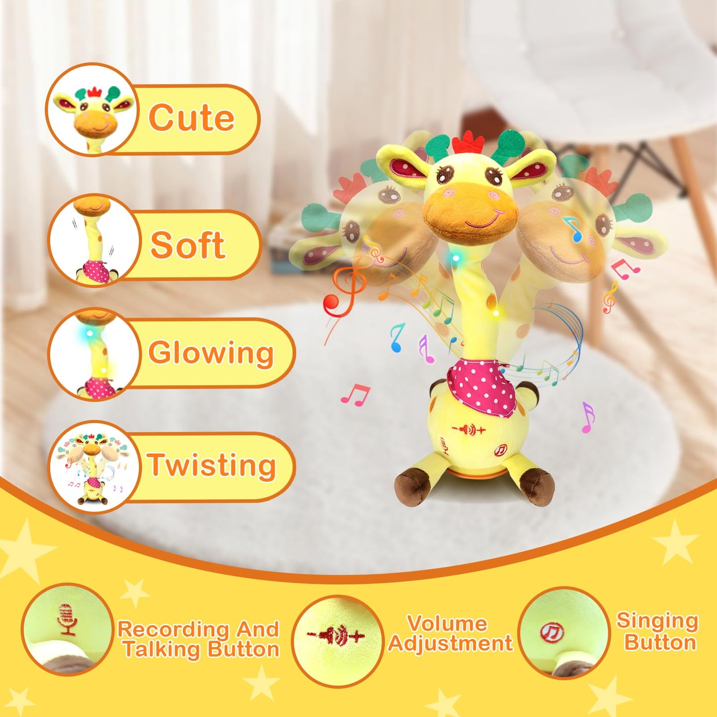 Hunfur Interactive Baby Toys Dancing Talking Cactus Toy,Funny Gift for Infant, Singing Record Repeat What You Say Light Up Toy for Toddler Boy Girl (Volume Adjustment)