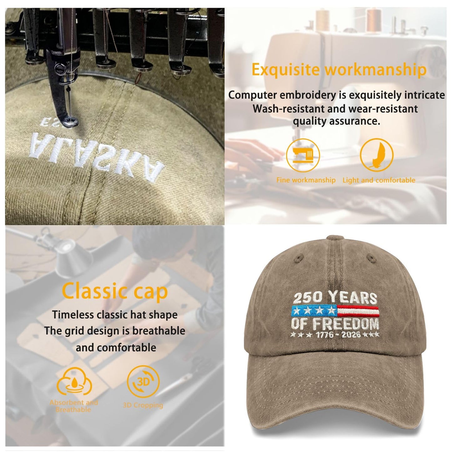 Funny Hat America Hats for Men Gifts for Dad Baseball Cap