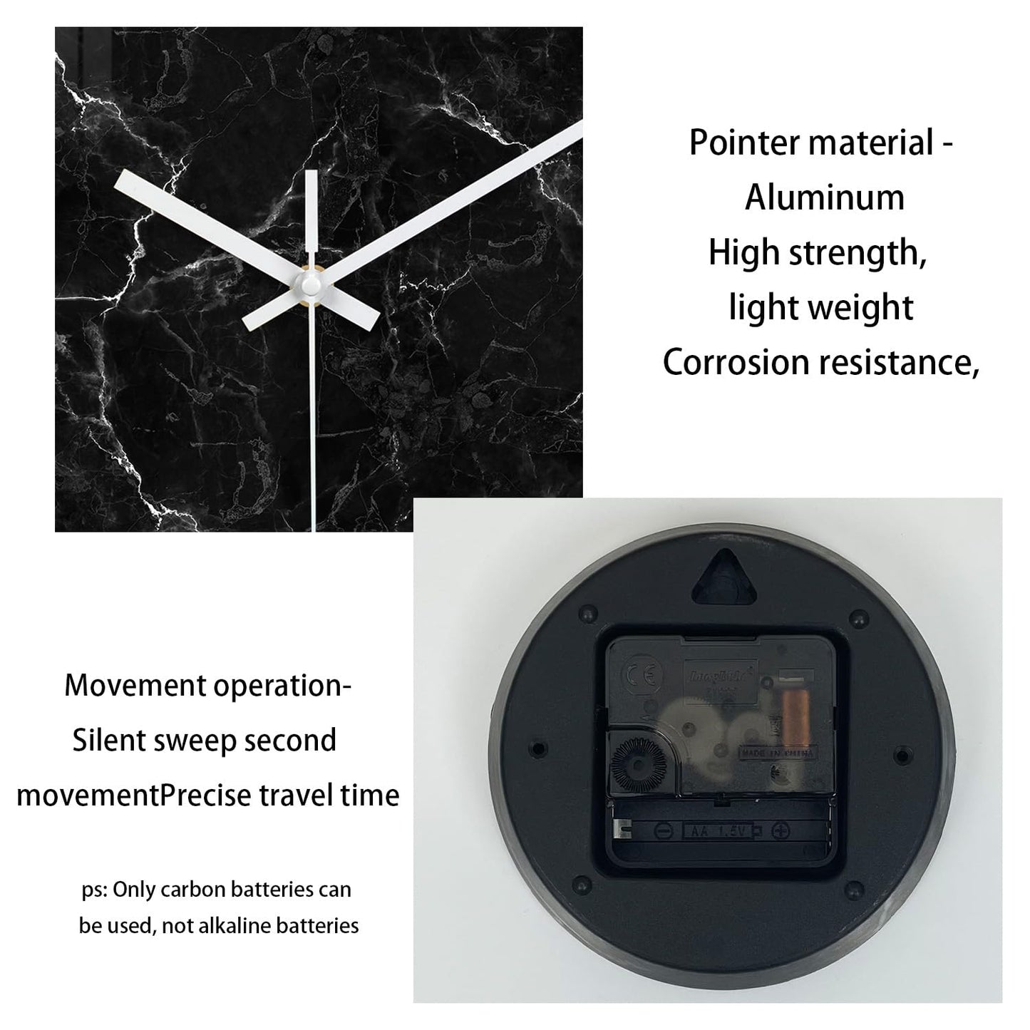 White Marble Glass Wall Clocks Battery Operated 12 Inch Abstract Decorative Analog Wall Clocks for Living Room Bedroom Office Silent Wall Clock Modern