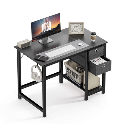 Sweetcrispy 47 Inch Computer Desk with Drawers for Home Office Writing Desk X Shaped Reinforcement Wood Surface Adjustable Position Modern Study Work Side Hook Metal Frame Storage Station Rust