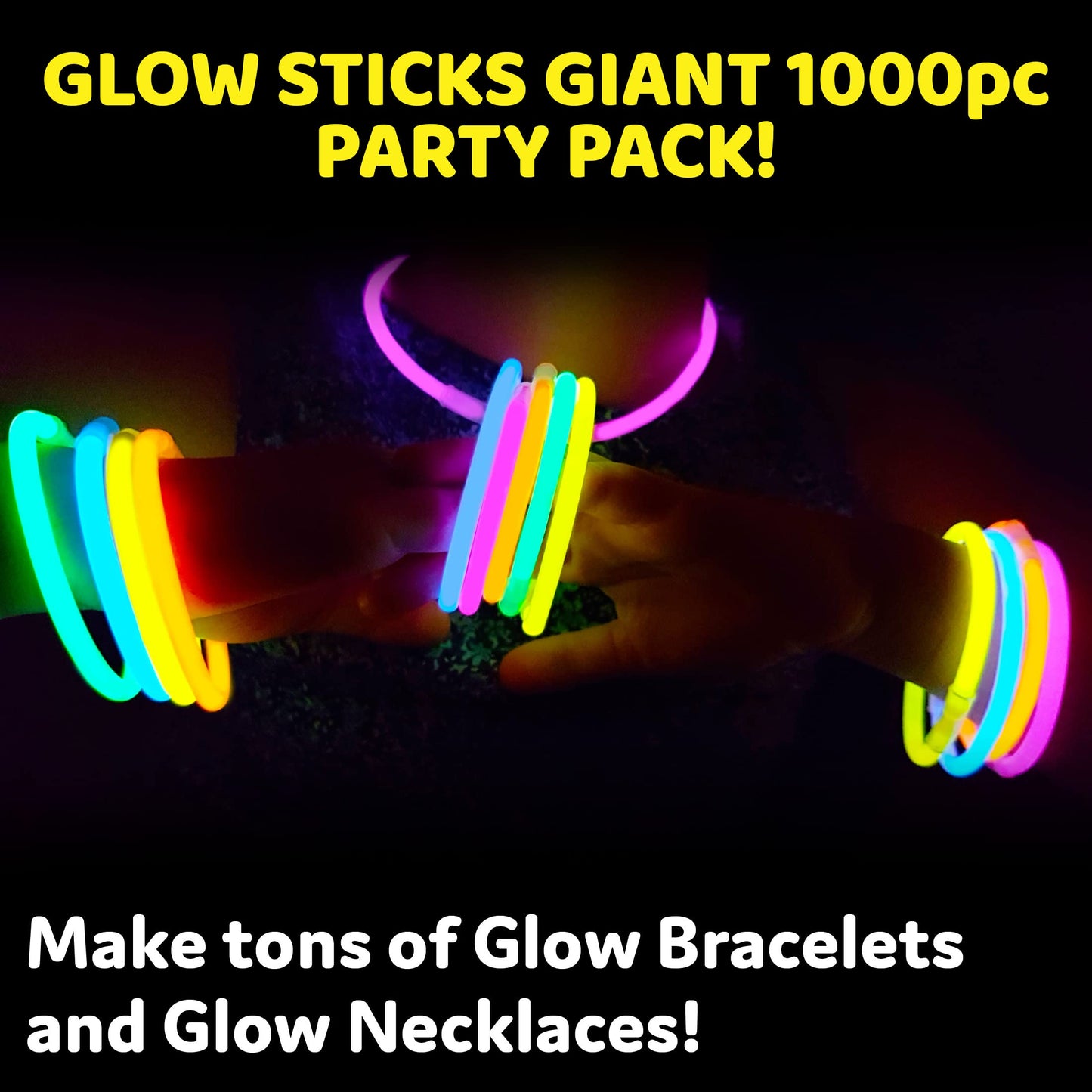 PartySticks Glow Sticks Party Supplies 100pk - 8 Inch Glow in the Dark Light Up Sticks Party Favors, Glow Party Decorations, Neon Party Glow Necklaces and Glow Bracelets with Connectors