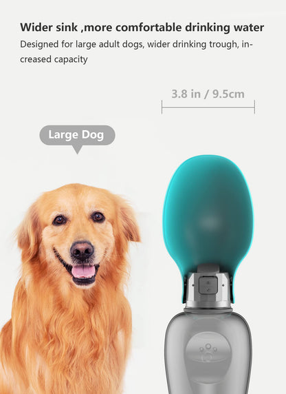 Kalimdor Dog Water Bottle, Leak Proof Portable Puppy Water Dispenser with Drinking Feeder for Pets Outdoor Walking, Hiking, Travel, Food Grade Plastic (19oz Blue)