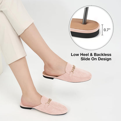 Womens Mules Buckle Flats: Classic Suede Slip On Shoes Dressy Closed Toe Backless Slides Loafers 2026 for Business Work Office Casual