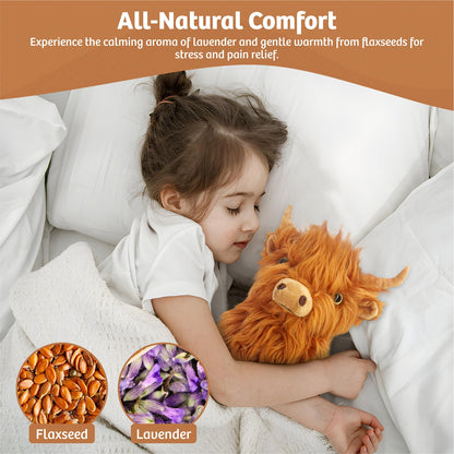 Marysun Microwavable Highland Cow Stuffed Animal - Weighted Stuffed Animal Plush, Heating Pad, Cozy Gift for Girls|Women|Kids|Elderly People, 9.8in, 1.65lb