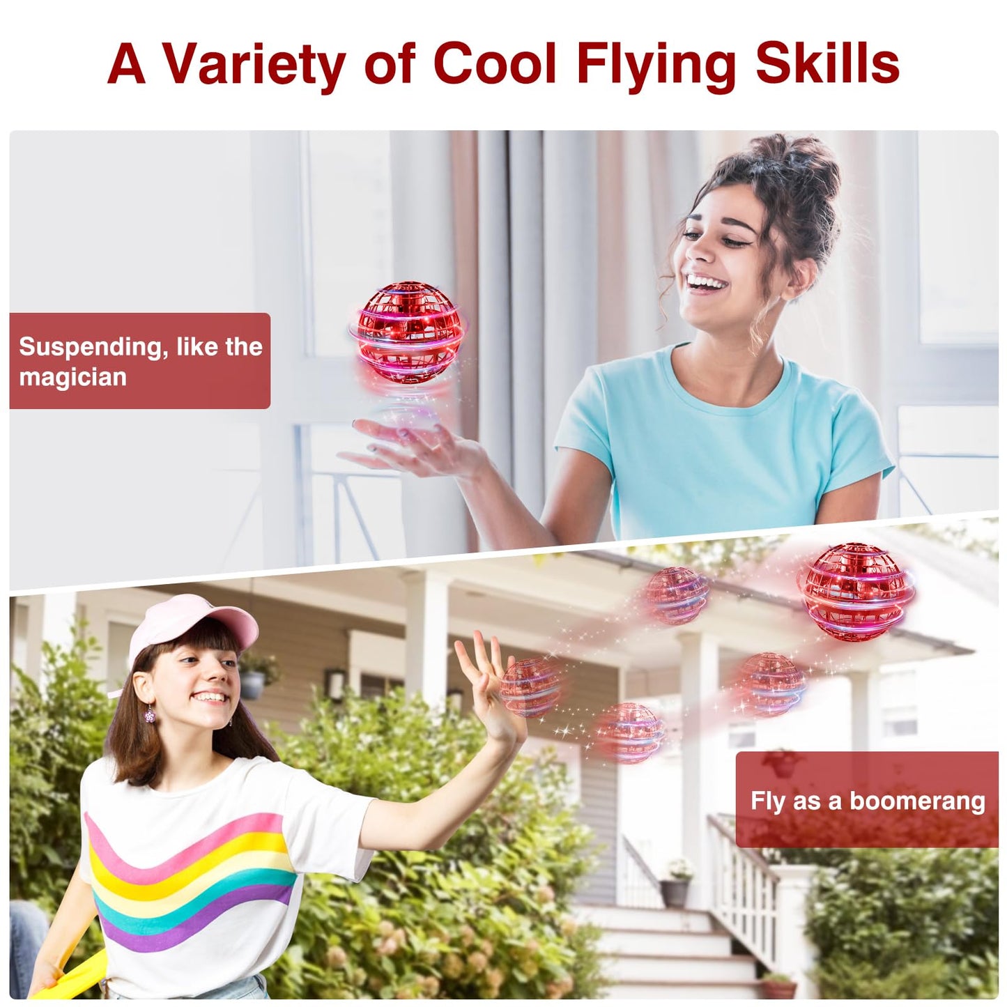Ciniffo 2026 Upgraded Flying Orb Ball Toy with Dazzling Lights, Magic Hover Spinner, Cool Boomerang Hand Drone, Galaxy Ball Cosmic Globe, Indoor Outdoor Toys Gift for Kids 6 7 8 9 10+ Boys Girls