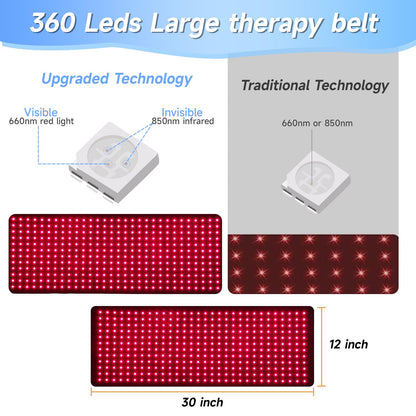 MEGELIN Red Light Infrared Therapy Belt Plus,360Leds, 660nm Red Light & 850nm Near-Infrared Light at Home