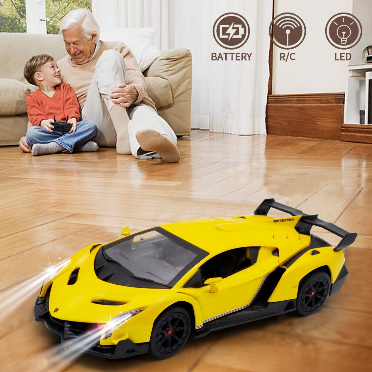 Remote Control RC CAR Racing Cars Compatible with Lamborghini Veneno Officially Licensed 1:24 Toy RC Cars Model Vehicle for Boys 6,7,8 Years Old,red