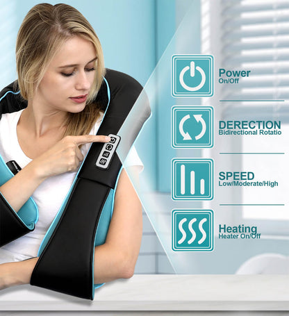 Mo Cuishle Women Men Gifts, Shiatsu Back Shoulder and Neck Massager with Heat, Electric Deep Tissue 4D Kneading Massage, Best Gifts for Mom Dad Wife Husband her Him, Christmas, Birthday (NOT Cordless)