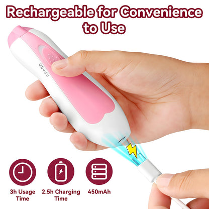 Electric Nail File Drill for Baby No Sharp Claws Hurt, 6 in 1 Safety Cutter Trimmer Clipper for Toes and Fingers (Blue)