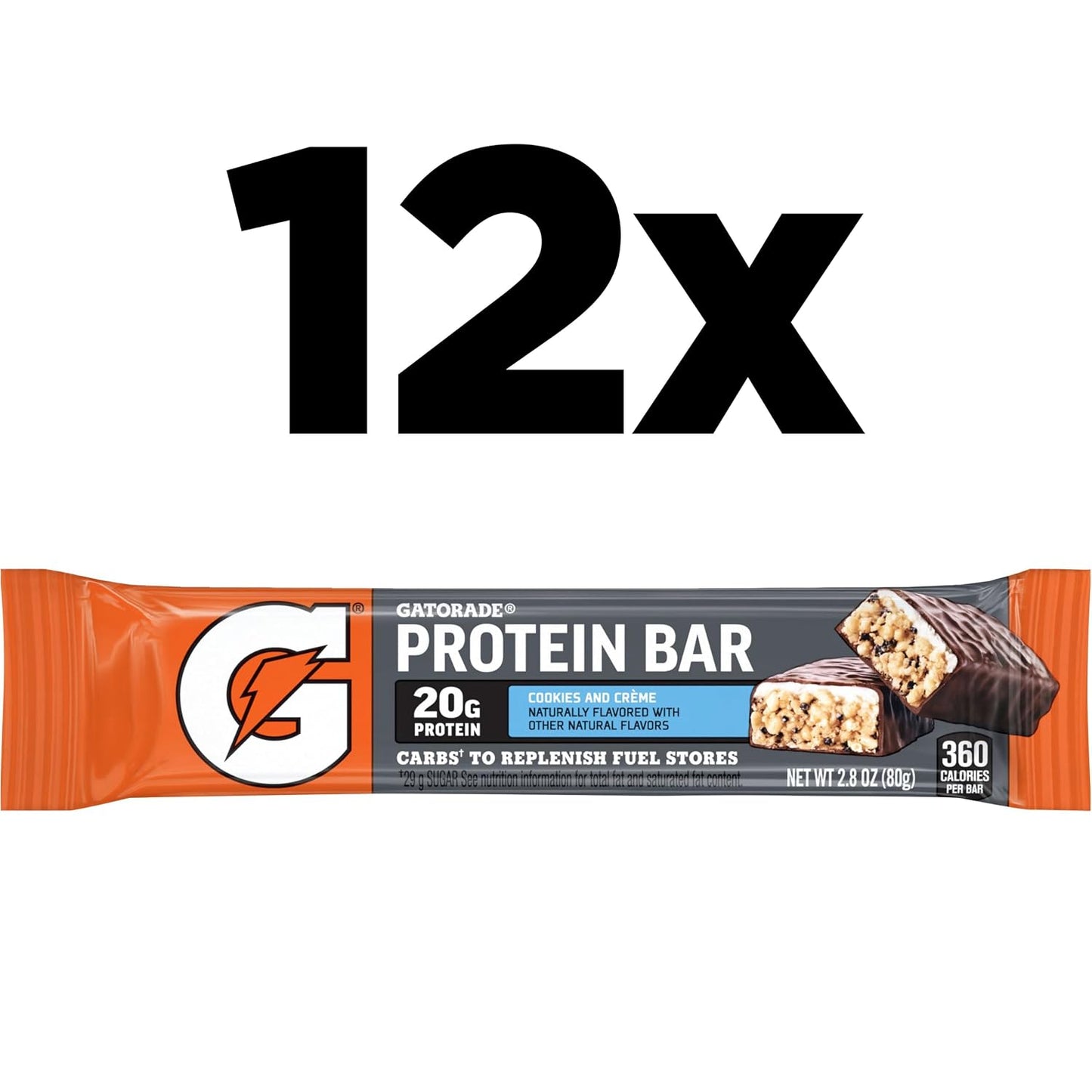 Gatorade Whey Protein Recover Bars, Chocolate Chip, 2.8 ounce(Pack of 12)