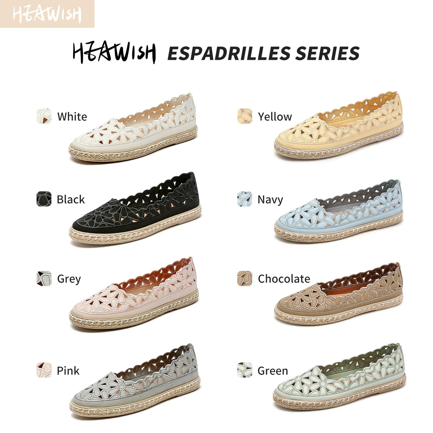 HEAWISH Women’s Ballet Flat Daisy Round Toe Dress Shoes Casual Slip On Rope Loafer
