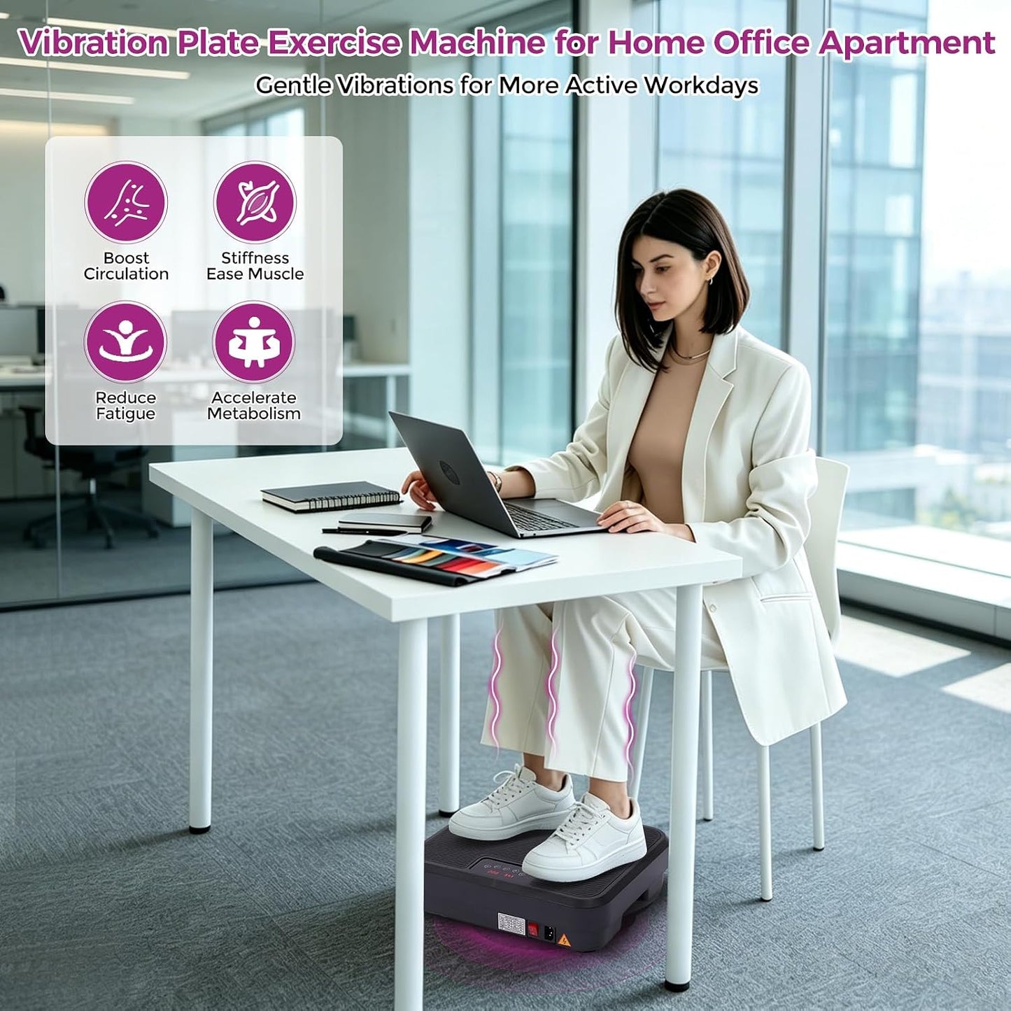 Vibration Plate Exercise Machine, 400LBS Vibrating Plate for Lymphatic Drainage with 999 Speeds, Vibration Plate Machine with Resistance Bands, Mini Lymphatic Drainage Massager for Home Exercising