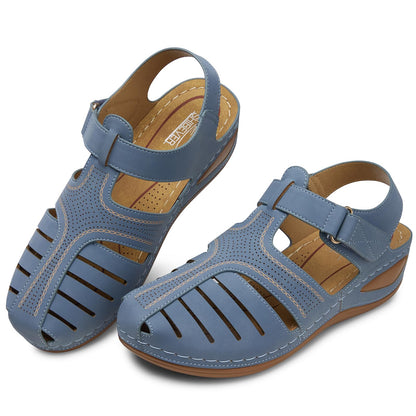 SHIBEVER Women's Wedge Sandals Summer: Closed Toe Sandals for Women Platform Dressy Wedge Size 5-11