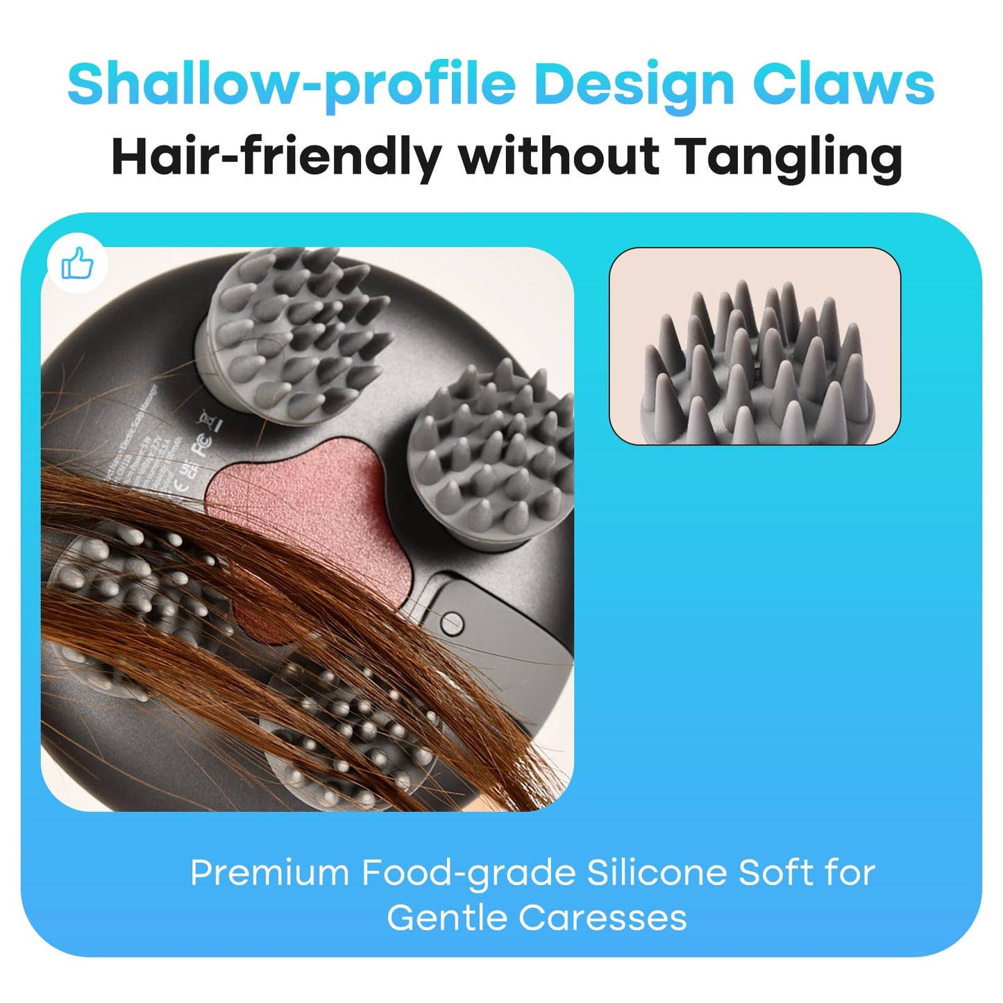 arboleaf Electric Scalp Massager Head Massager Scalp Stress Relax, 5 in 1 Kneading 128 Massage Nodes, Waterproof Hair Massage with 8 Removable Claws Cat Scratcher, Gift for Dad Mom