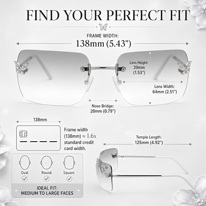 Y2k Sunglasses for Women - Trendy Rimless 2000s Fashion Sun Glasses Rave Shades