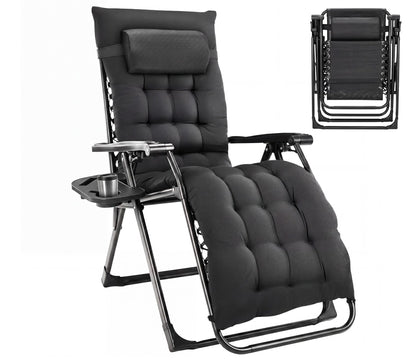 Alpen Zero Gravity Lounge Chair Set of 2, Patio Chair Folding Lounge Chairs for Outside, Portable Camping Chairs with Pillow and Cup Holder, Outdoor Recliner for Beach Outdoor Camping, Black