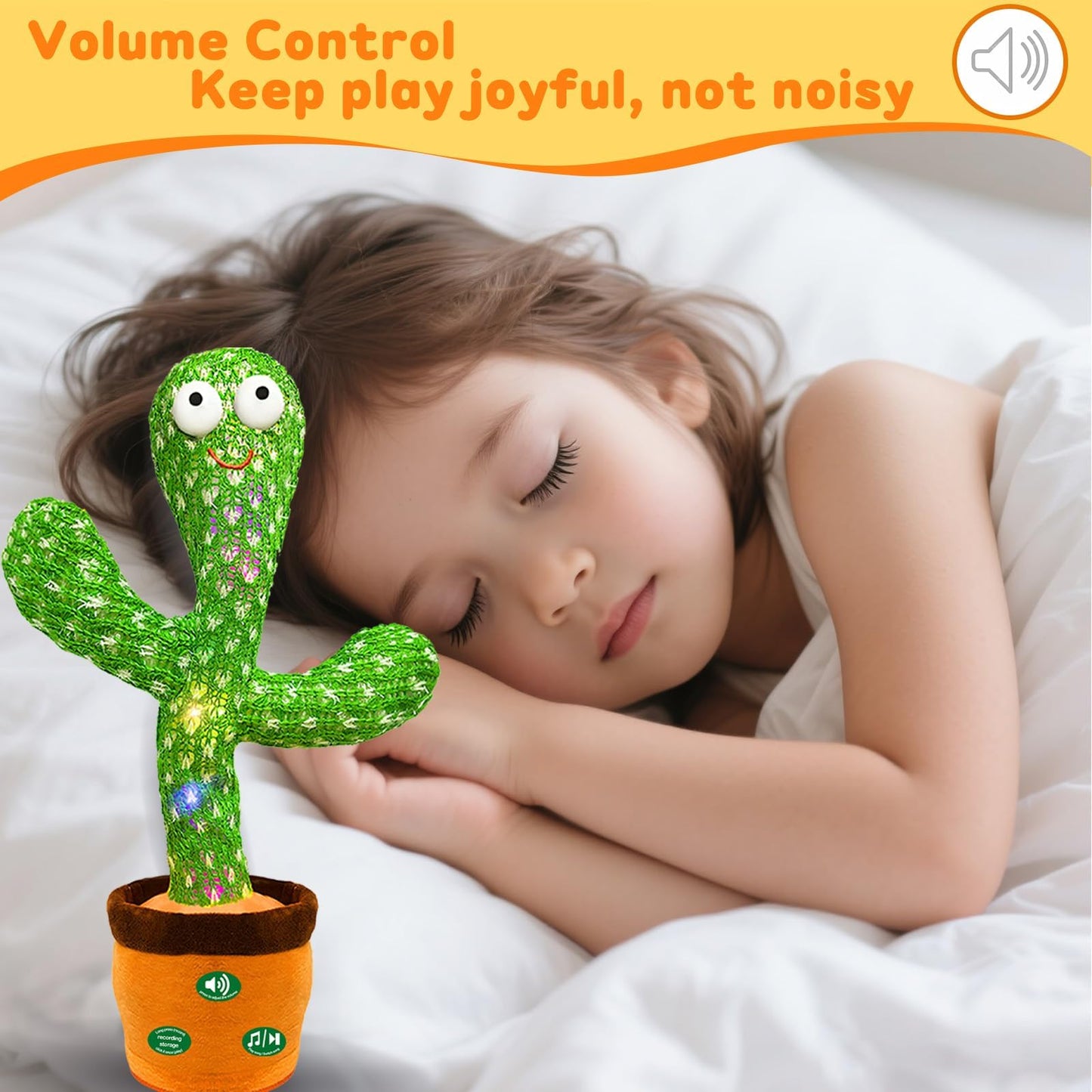 Hunfur Interactive Baby Toys Dancing Talking Cactus Toy,Funny Gift for Infant, Singing Record Repeat What You Say Light Up Toy for Toddler Boy Girl (Volume Adjustment)