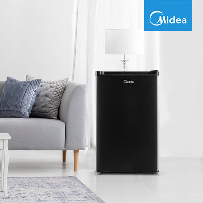 Midea WHS-65LB1 Mini Fridge, 1.6 Cu.ft Energy Star Certified Mini Refrigerator, Adjustable Thermostat, Reversible Door, Low Noise for Dorm, Office, Bedroom, Black
