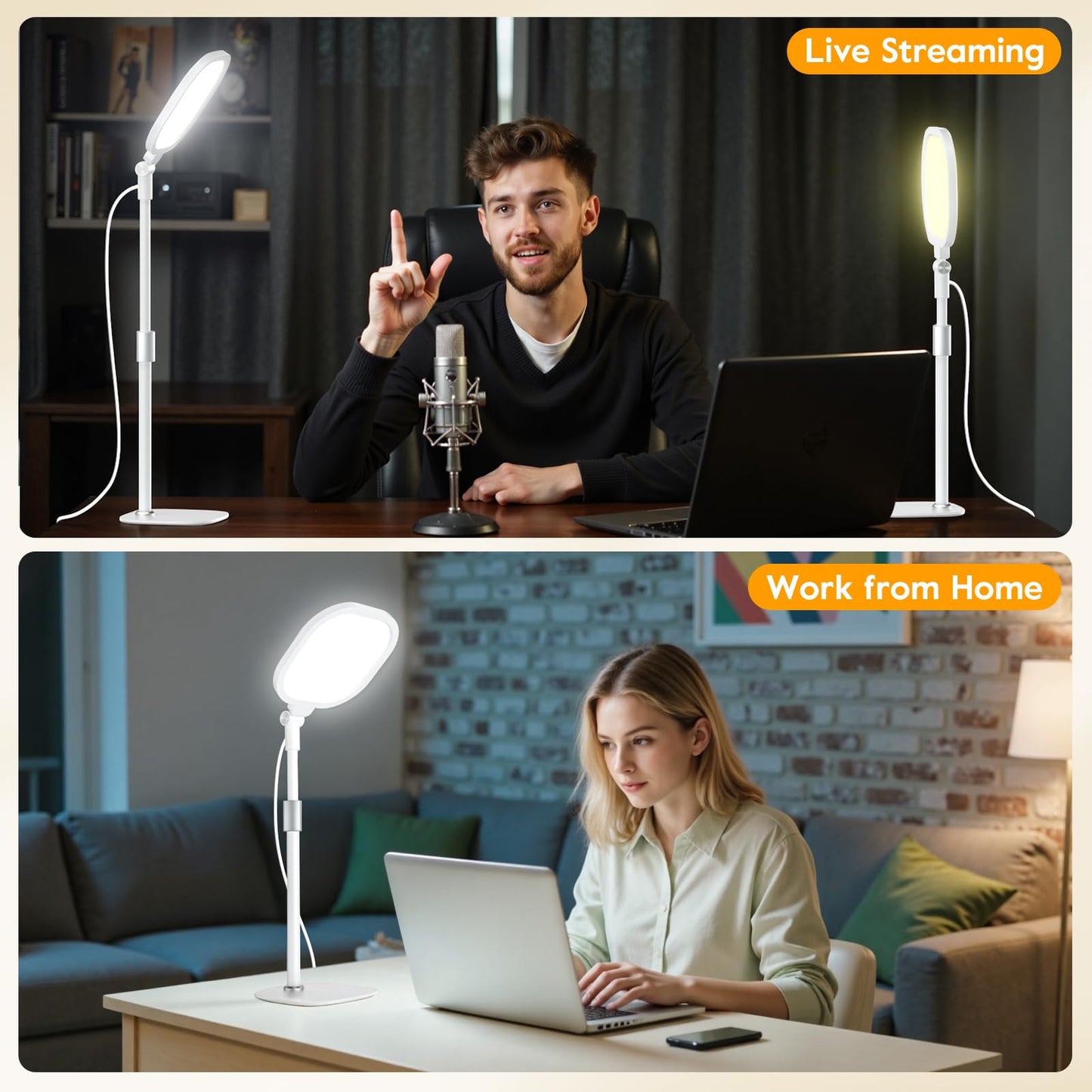 LitONES Video Conference Lighting for Zoom Meeting, Ring Light for Desk with Flexible Stand, 30 Light Modes Ring Light for Computer, Video Lights & Memory Func for Video Calls, Live Stream, Webcam