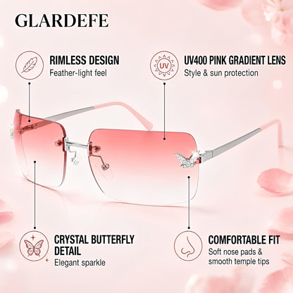 Y2k Sunglasses for Women - Trendy Rimless 2000s Fashion Sun Glasses Rave Shades