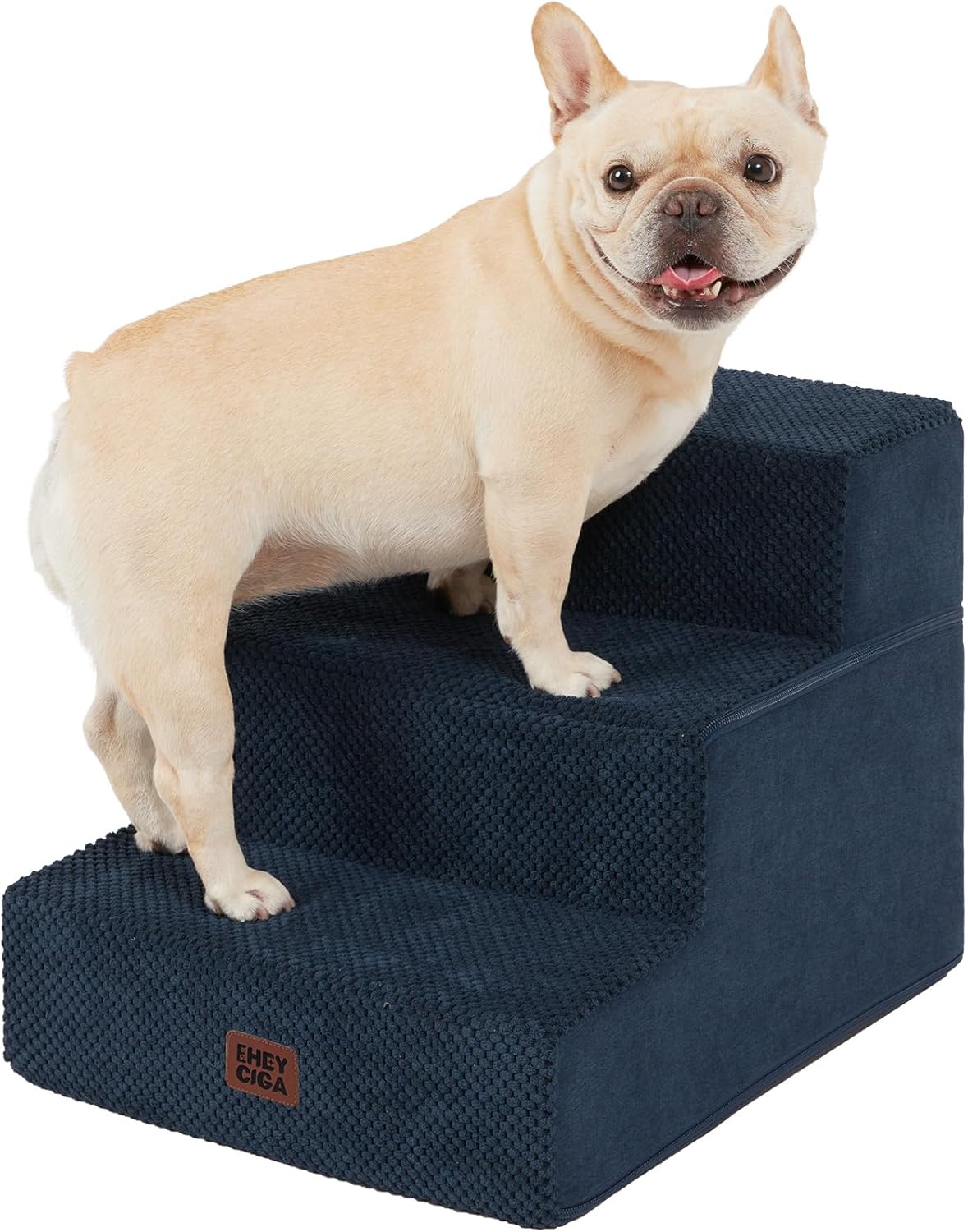 EHEYCIGA Dog Stairs for Small Dogs 13.5" H, 3-Step Dog Steps for Couch Sofa and Chair, Pet Steps for Medium Cats, Non-Slip Balanced Pet Ramp Indoor, Grey