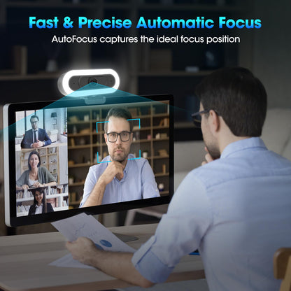 ToLuLu Streaming Webcam 2K 50FPS Web Cam, LED RGB Webcam with Microphone and Light, Autofocus Computer Camera with Cover and Tripod, Plug-Play USB Web cam for PC Desktop/MacBook Gaming Video Calling